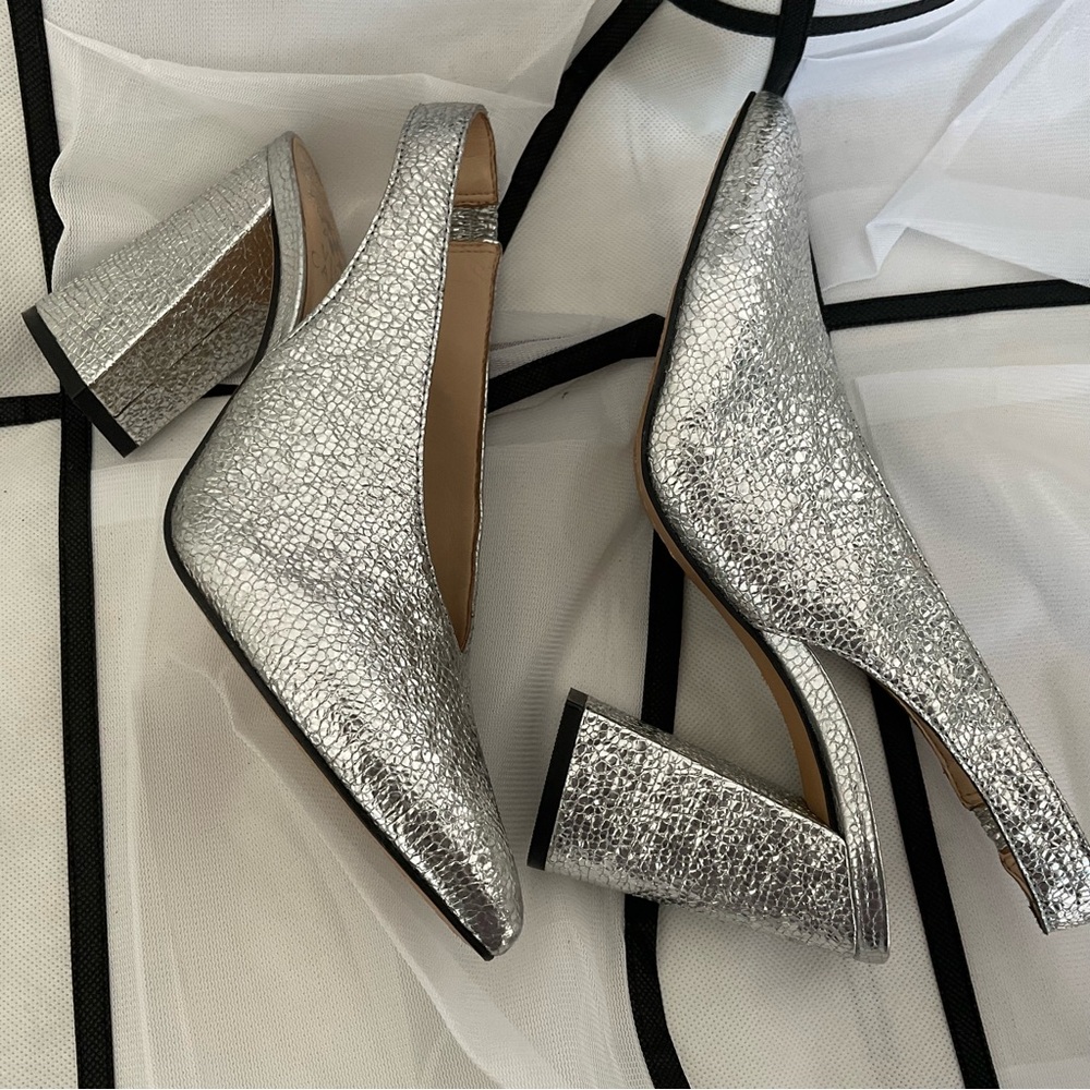 Vince Camuto Metallic Silver Block Heels